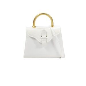 Judith Leiber Womens Leather Lizard Print Top Handle Shoulder Handbag White